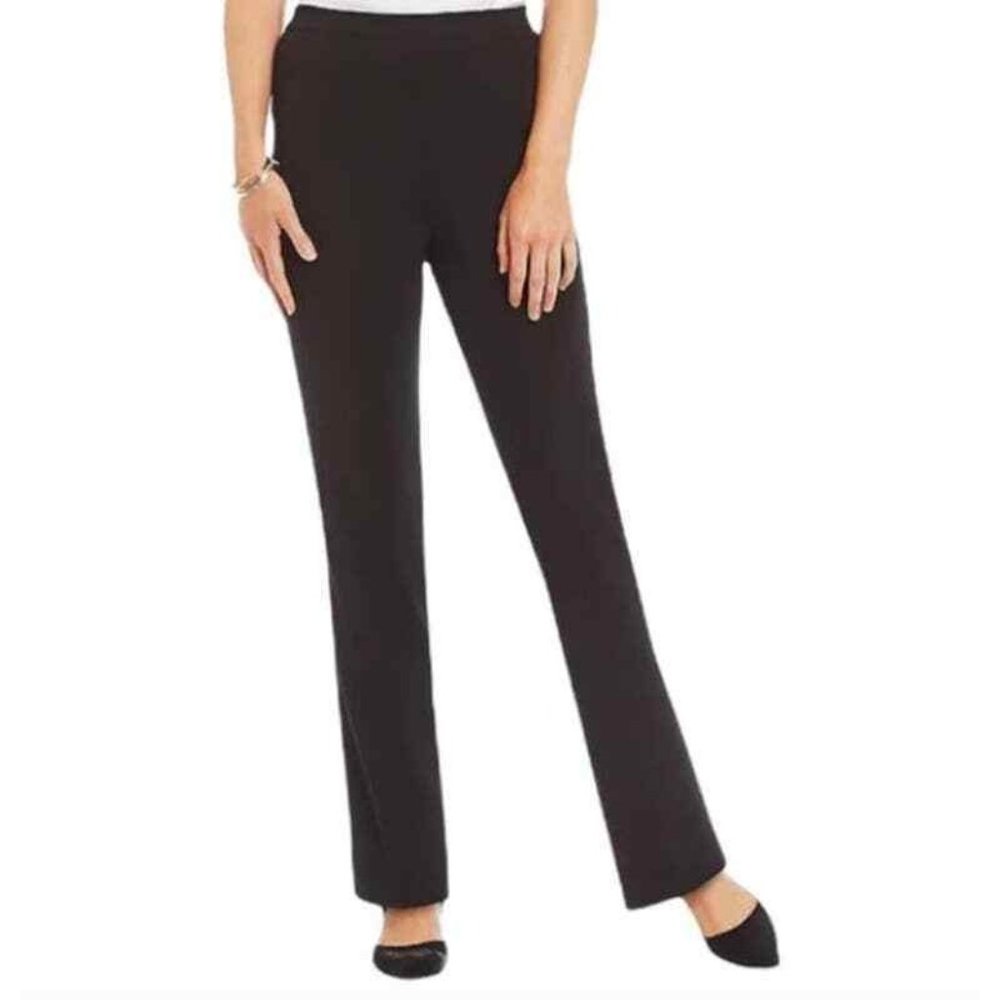 Ming Wang Size MEDIUM Black Knit Straight Leg Pull On Pants Filament Acrylic